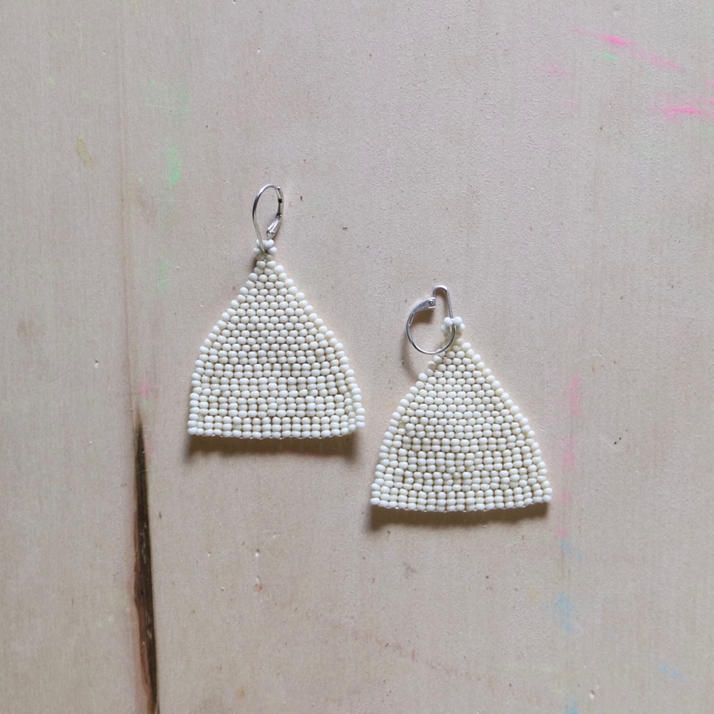 HANDMADE GLASS EARRINGS | Beehive Small Batch Handwoven Bead Earrings in Mono